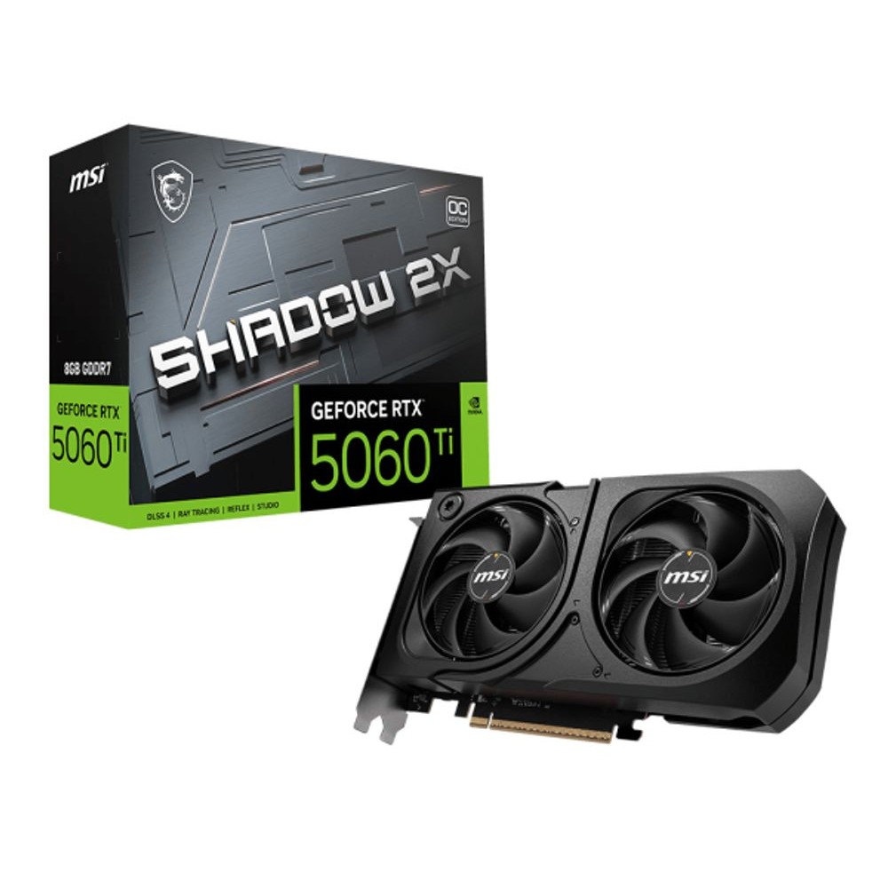 Placa de Video GeForce NVIDIA MSI RTX 5060 Ti 8GB Shadow 2x Oc Plus 8GB Gddr7 128 Bits - 9