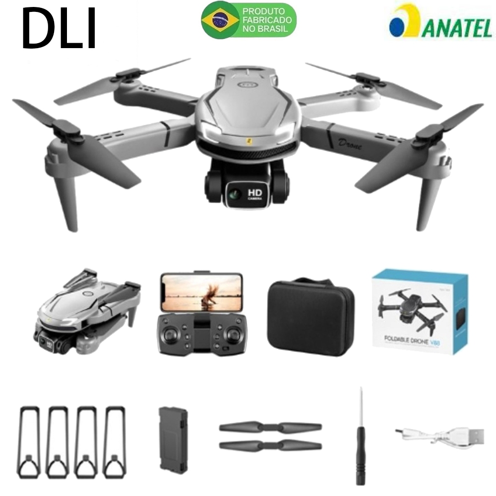 ✅ Drone DLI V88 Câmera Dupla Dobrável