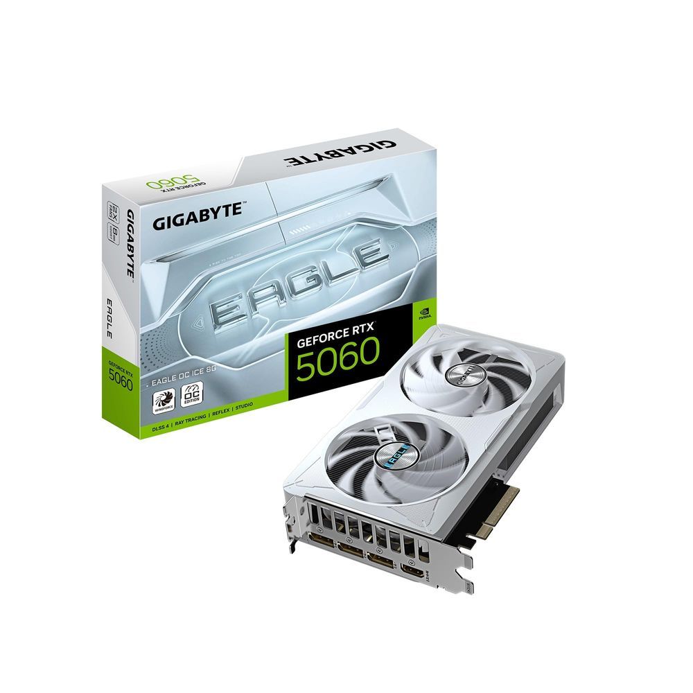 Placa de Vídeo NVIDIA GeForce Gigabyte RTX5060 Eagle OC Ice 8GB GDDR7 128bits - GV-N5060EA