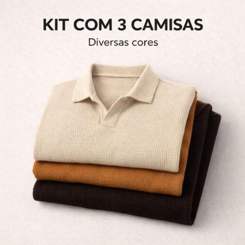 ✅ Kit 3 Camisas Polo Italiana Slim