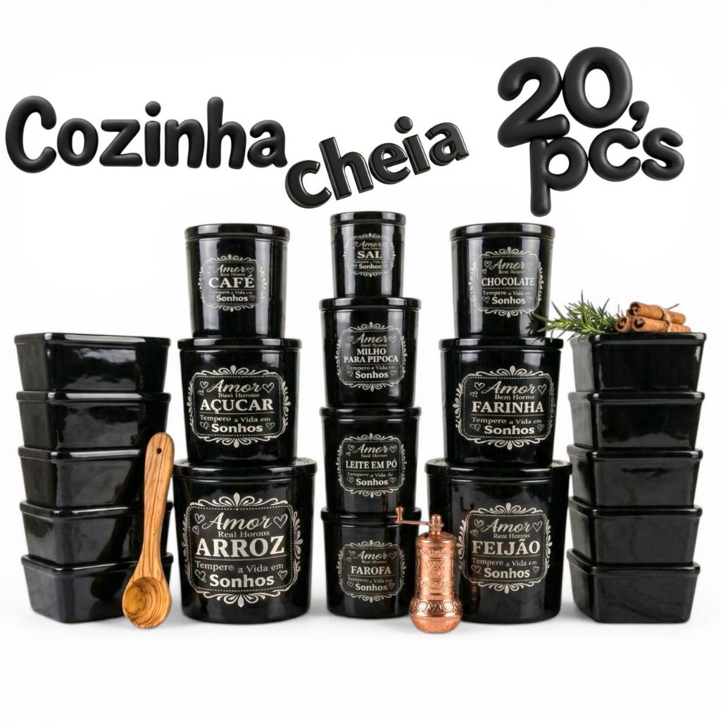 ✅ Kit 20 Potes Plásticos Mantimentos
