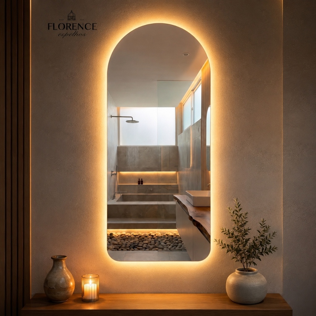 ✅ Espelho Verona Oval Com Led