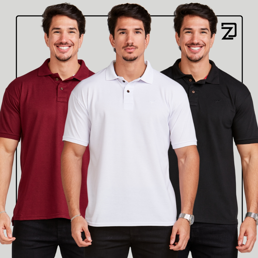 ✅ Kit 3 Camisas Polo Masculinas Básicas