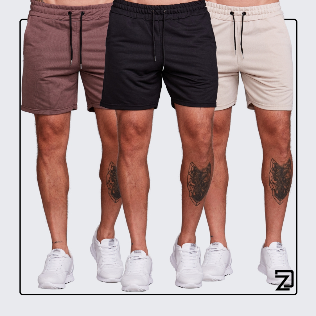 ✅ Kit 3 Bermudas Moletinho Masculina