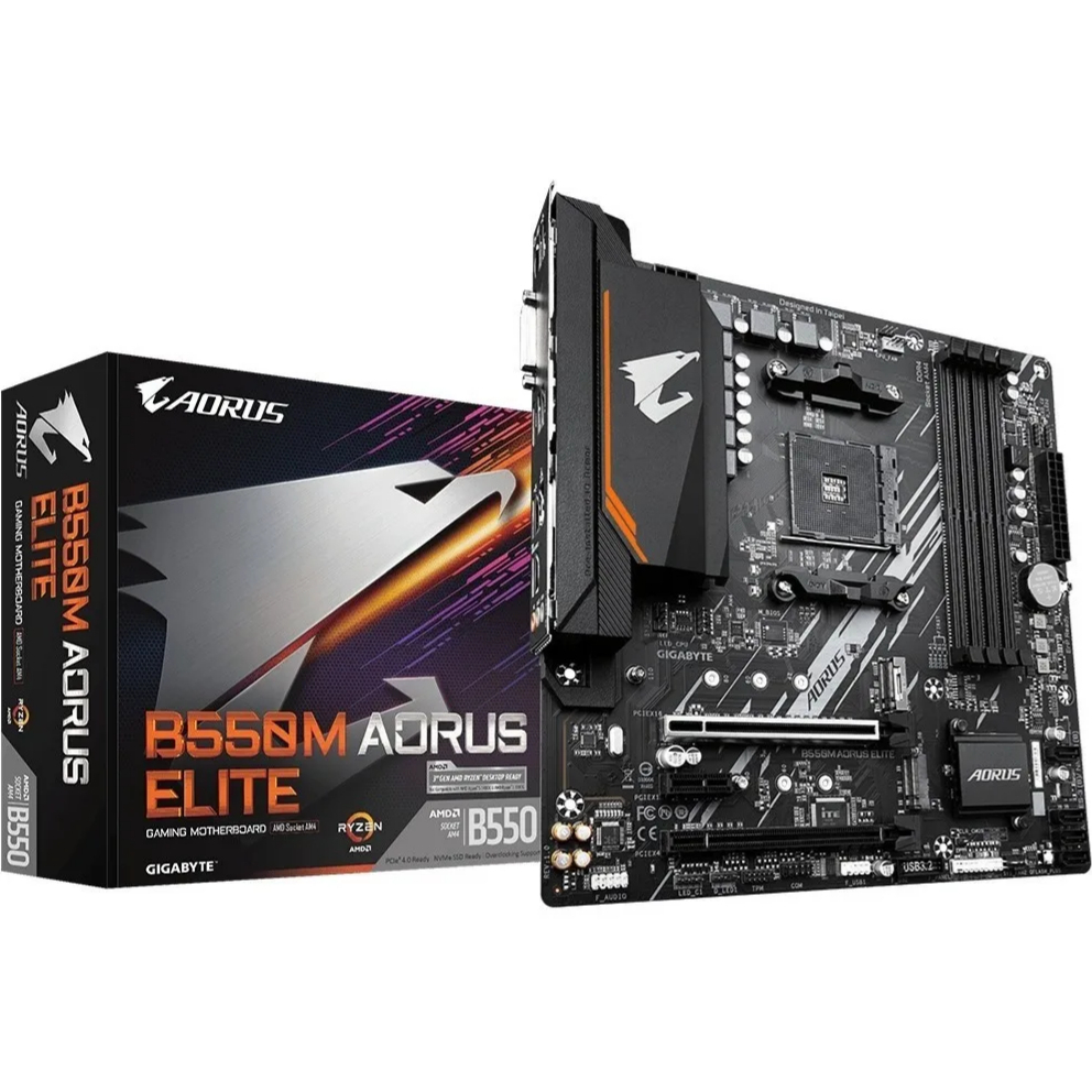 🔥 Placa Mae Gigabyte B550m Aorus Elite Am4 Ddr4 Hdmi M-atx Cor Preto (Detalhe Estetico) -