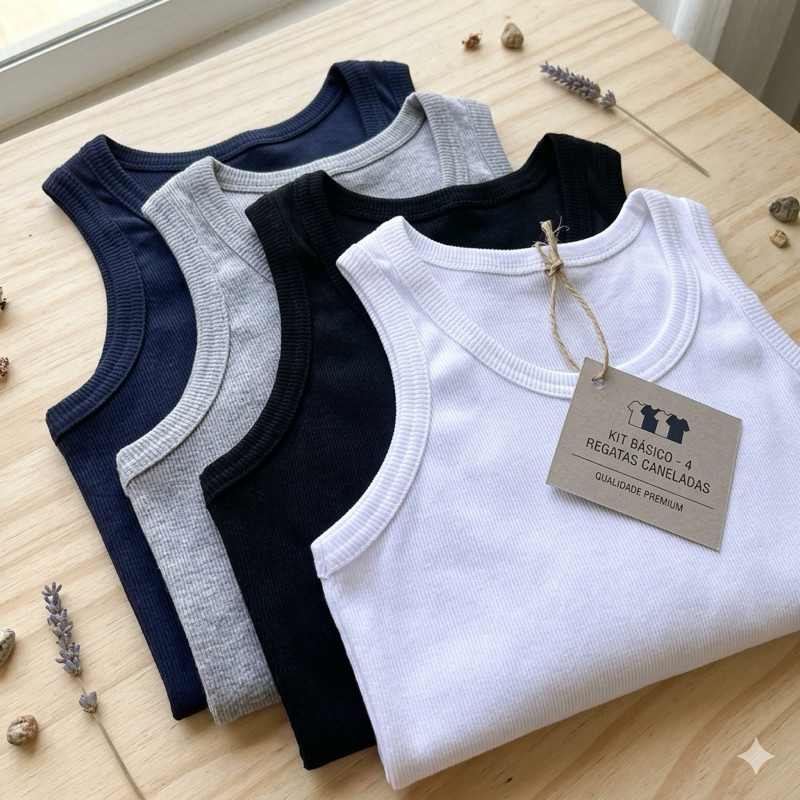 ✅ Kit 4 Regatas Masculinas Canelada