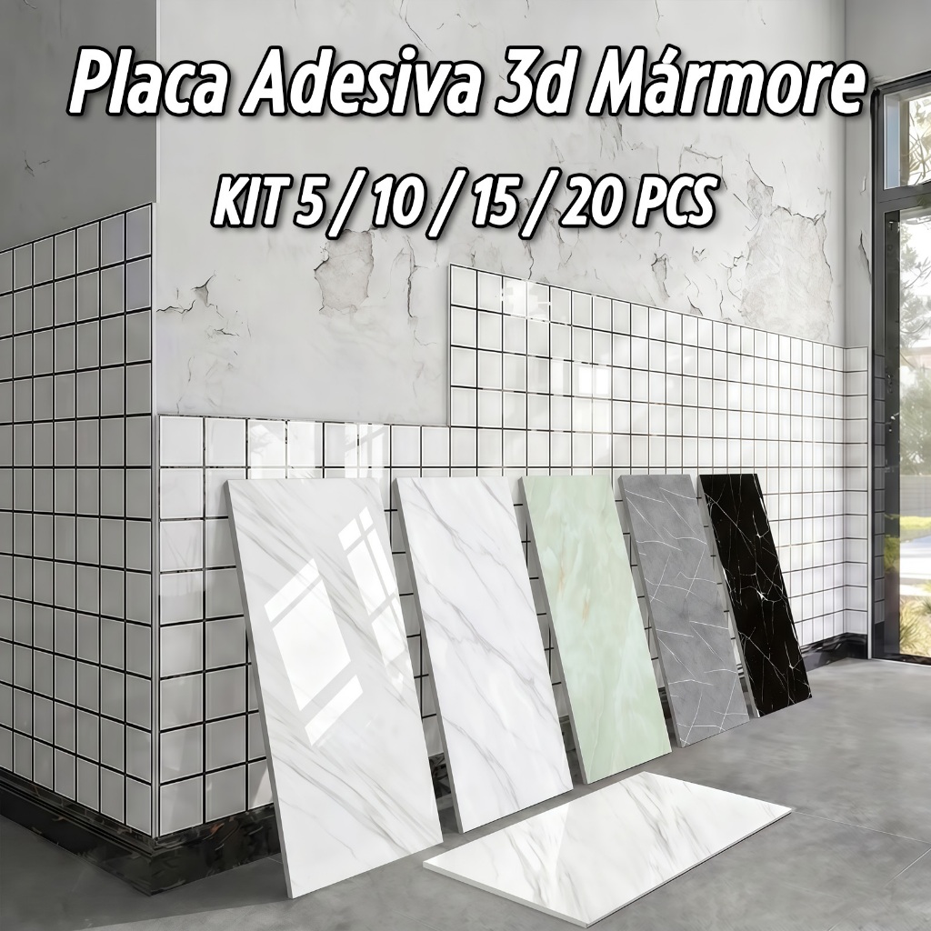 Placa Adesiva 3D Efeito Mármore