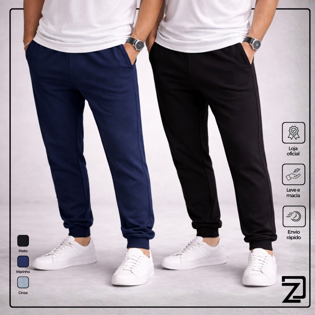 ✅ Kit 2 Calças Moletom Masculinas