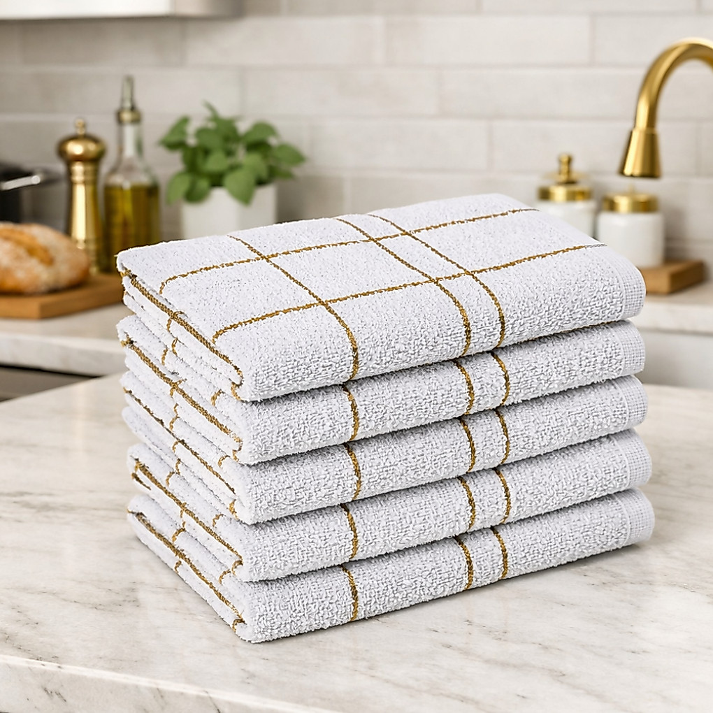 KIT COM 5 PANOS DE PRATO 100% ALGODÃO POR R$25!