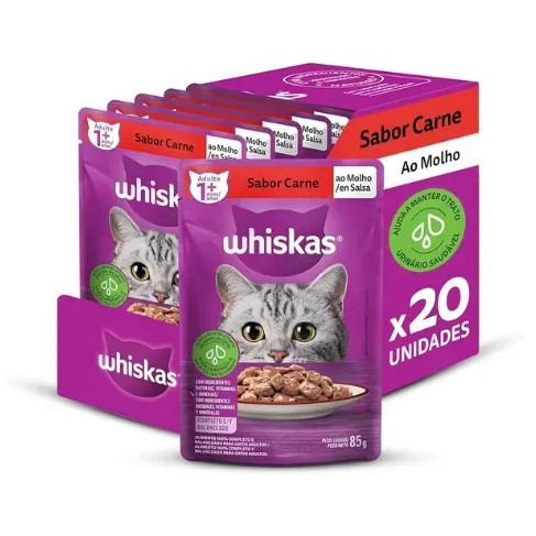 KIT COM 20 WHISKAS SACHÊ 85G POR R$39!