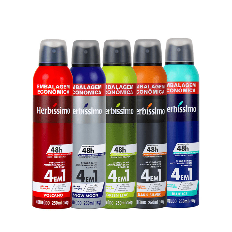 ✅ Kit Desodorante Aerossol Herbíssimo 5 Unidades
