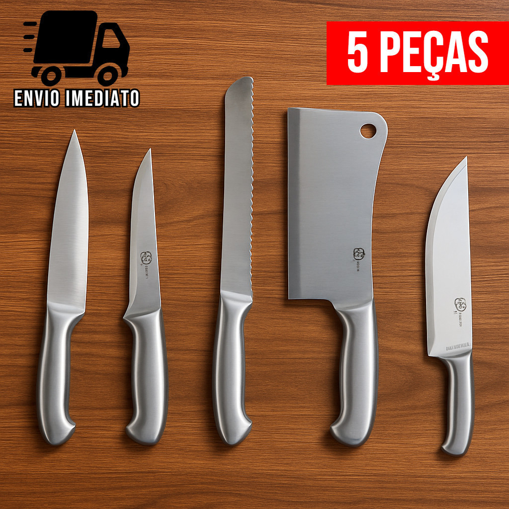 ✅ Conjunto Facas Profissional Aço Inox