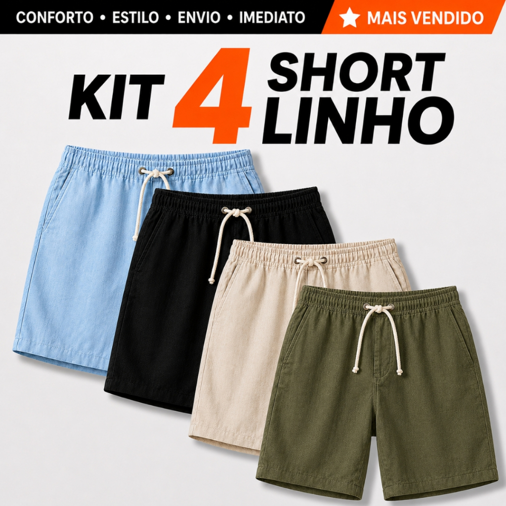 Kit 4 Shorts Linho Mauricinho