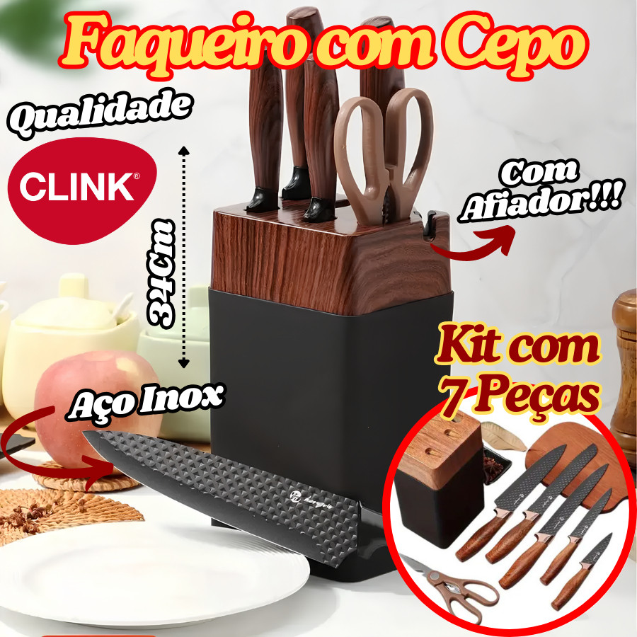 ✅ Faqueiro Inox com Cepo Clink