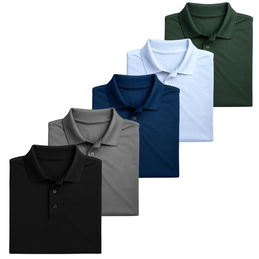 ✅ Kit 5 Camisas Polo Masculinas