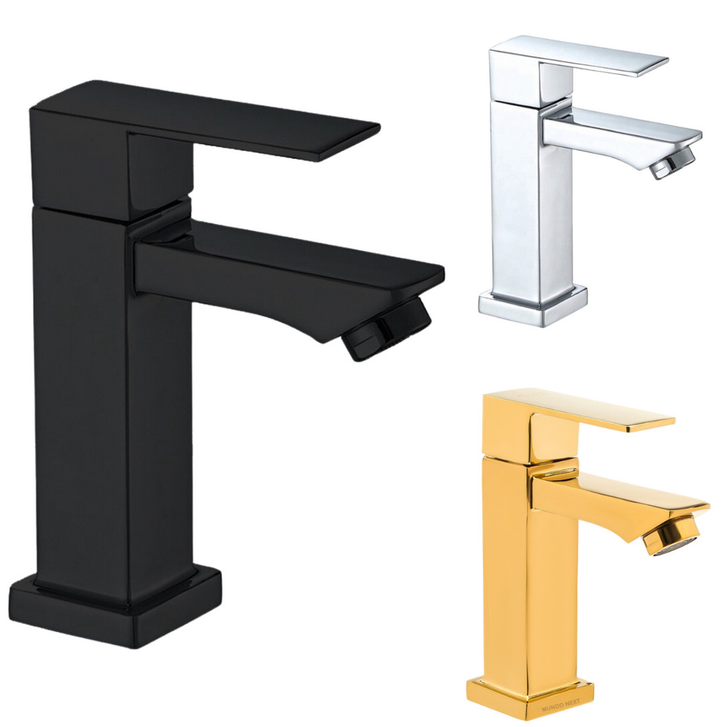 Torneira Banheiro Luxo Metal Quadrada