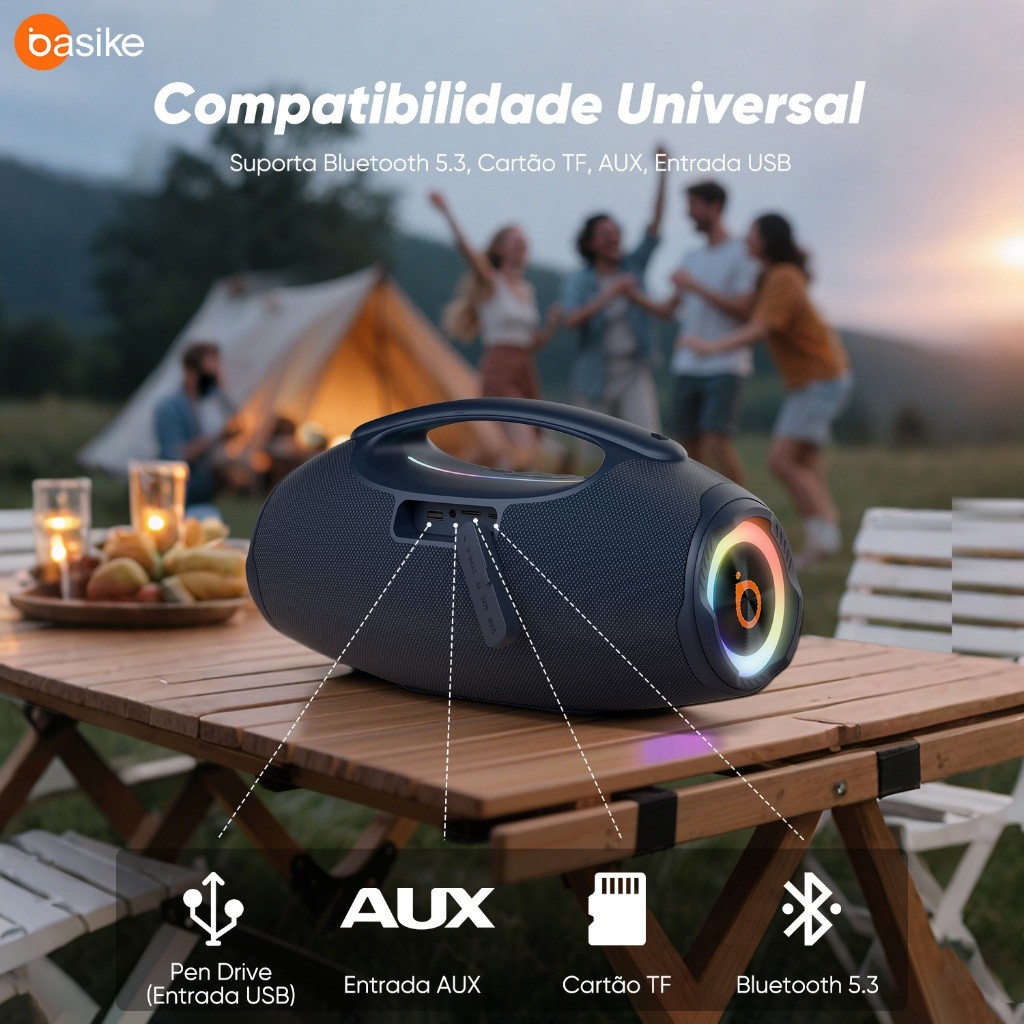 ✅ Basike Caixa de Som Bluetooth