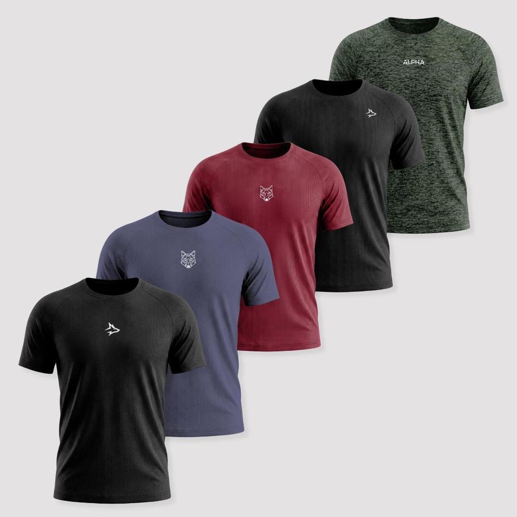 Kit 5 Camisetas Dry Esporte Treino Alpha