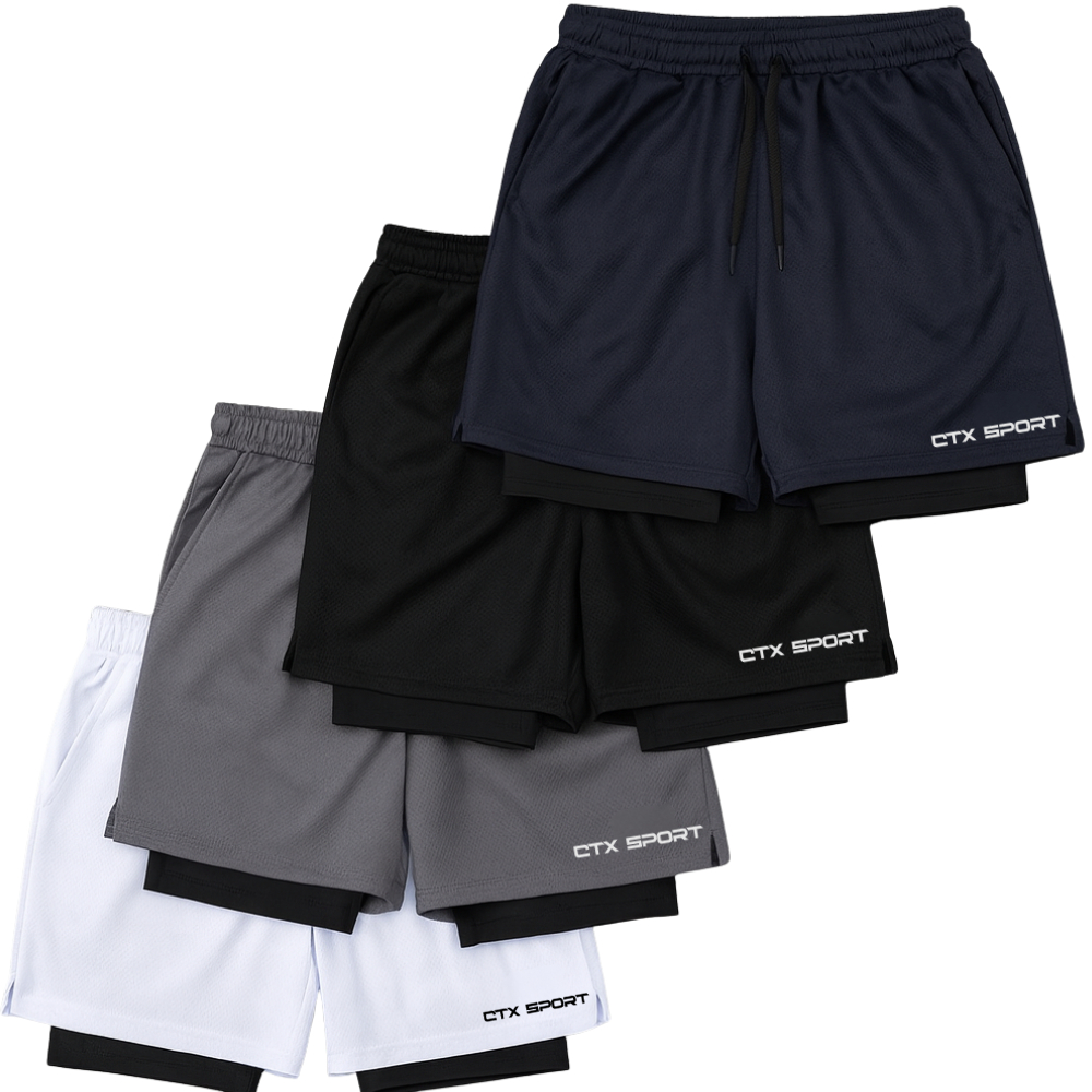 ✅ Kit Bermudas 2 em 1 Compressão