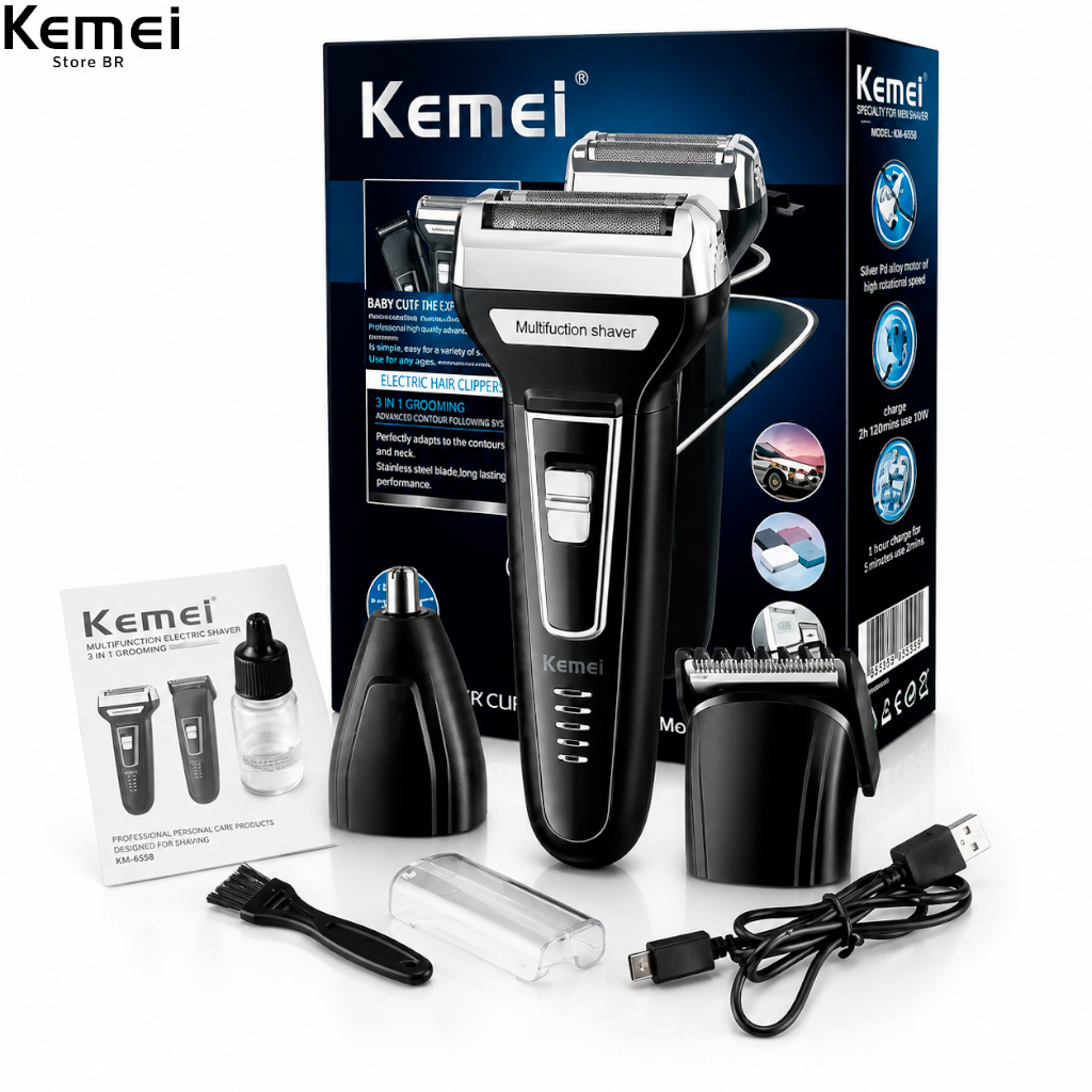 Barbeador Kemei KM6776 3 em 1
