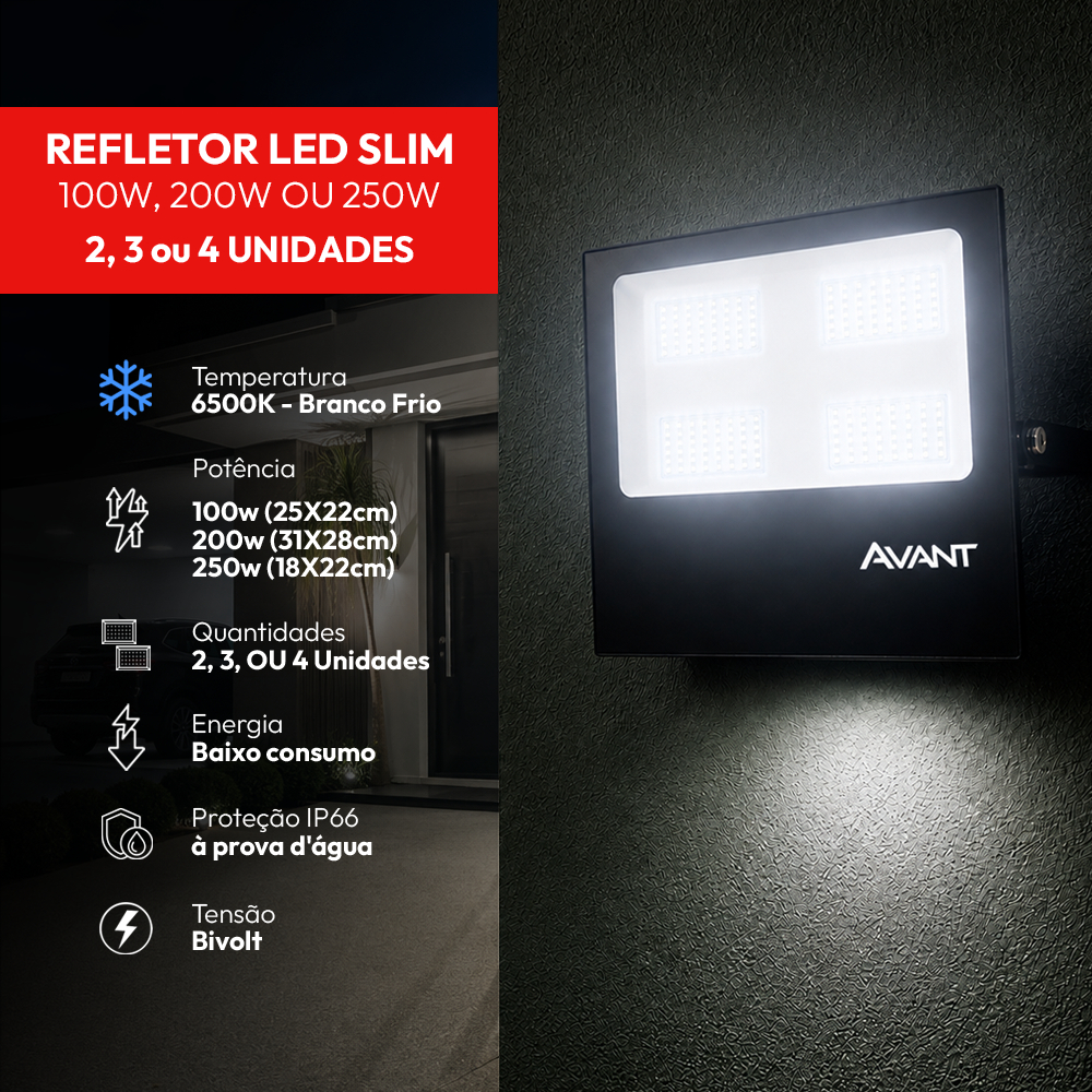✅ Kit Refletores LED Slim Avant