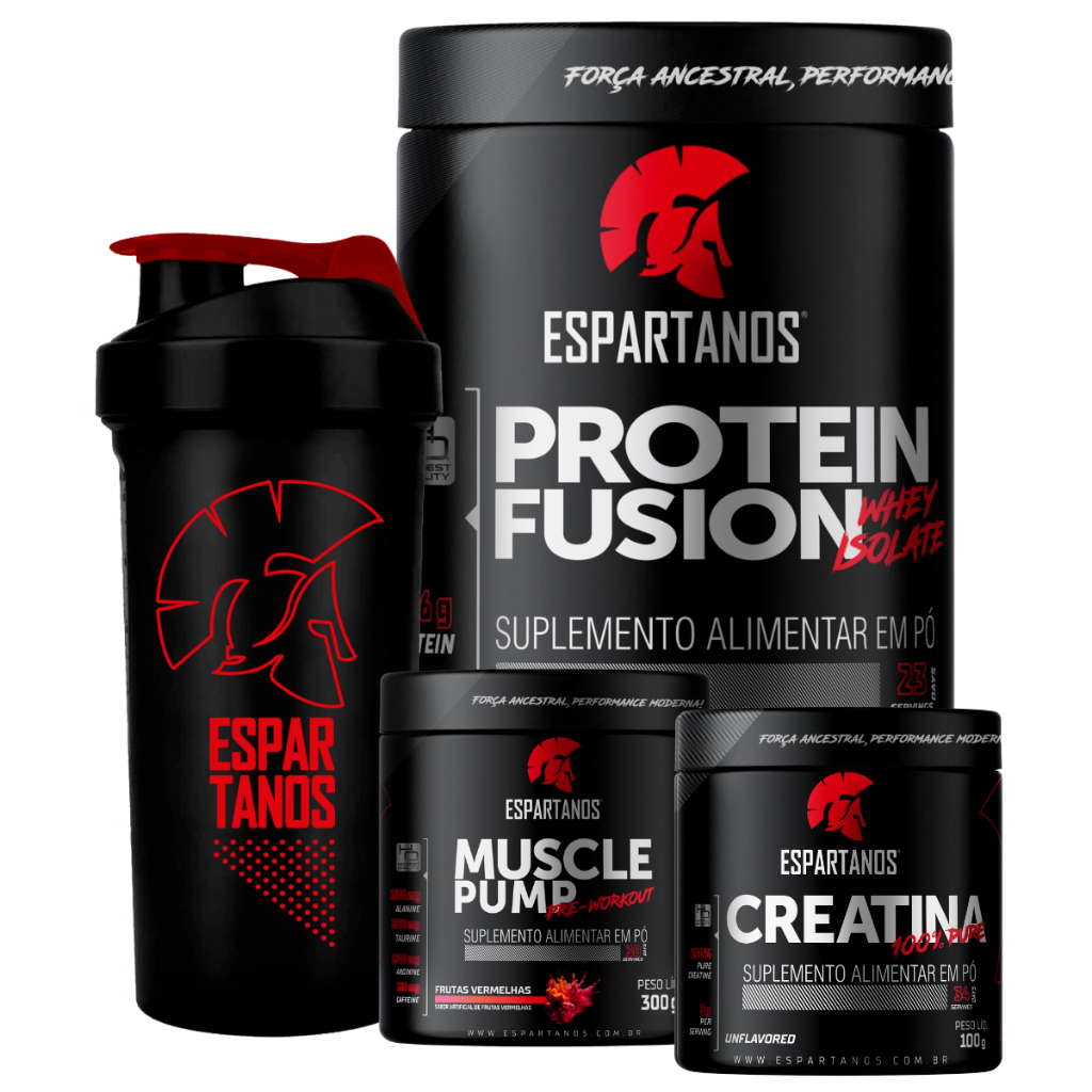 Kit Suplementos com Shaker Espartanos