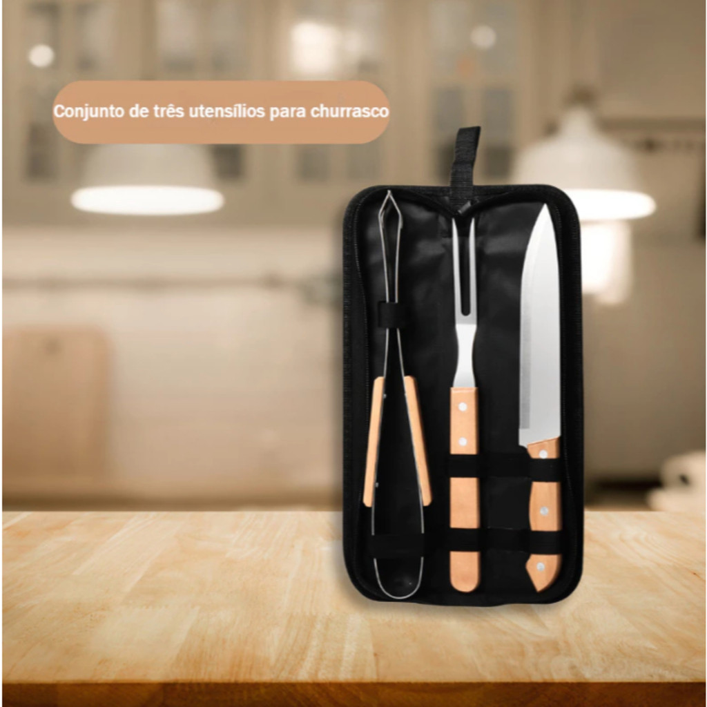 ✅ Kit Churrasco Inox Com Estojo