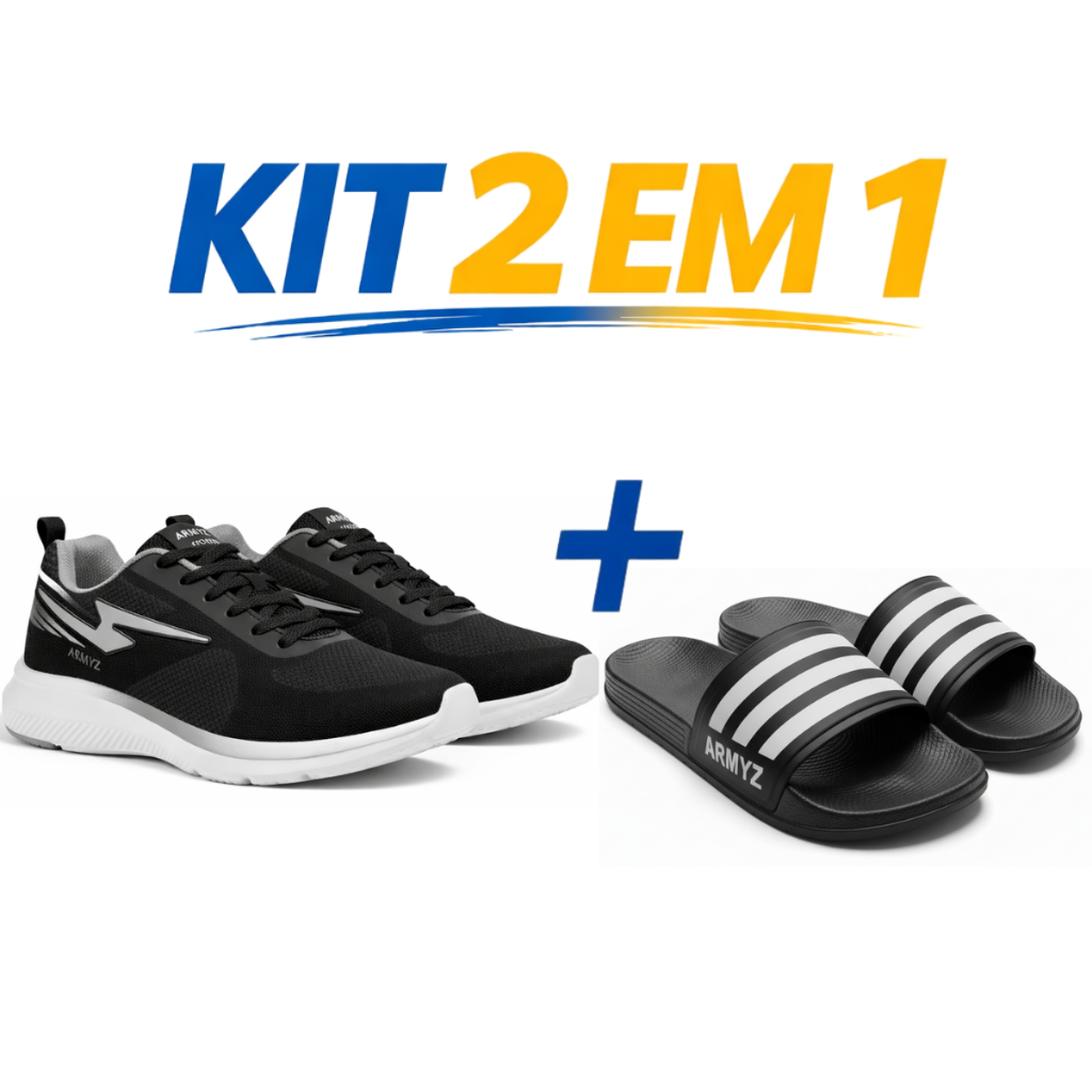✅ Kit Tênis Esportivo + Chinelo Slide
