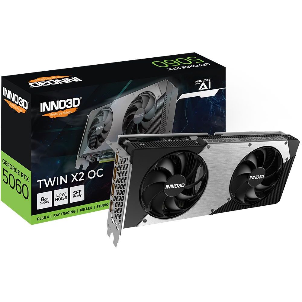 🔥 Placa de Vídeo NVIDIA GeForce INNO3D RTX 5060 8GB TWIN X2 OC V2 GDDR7