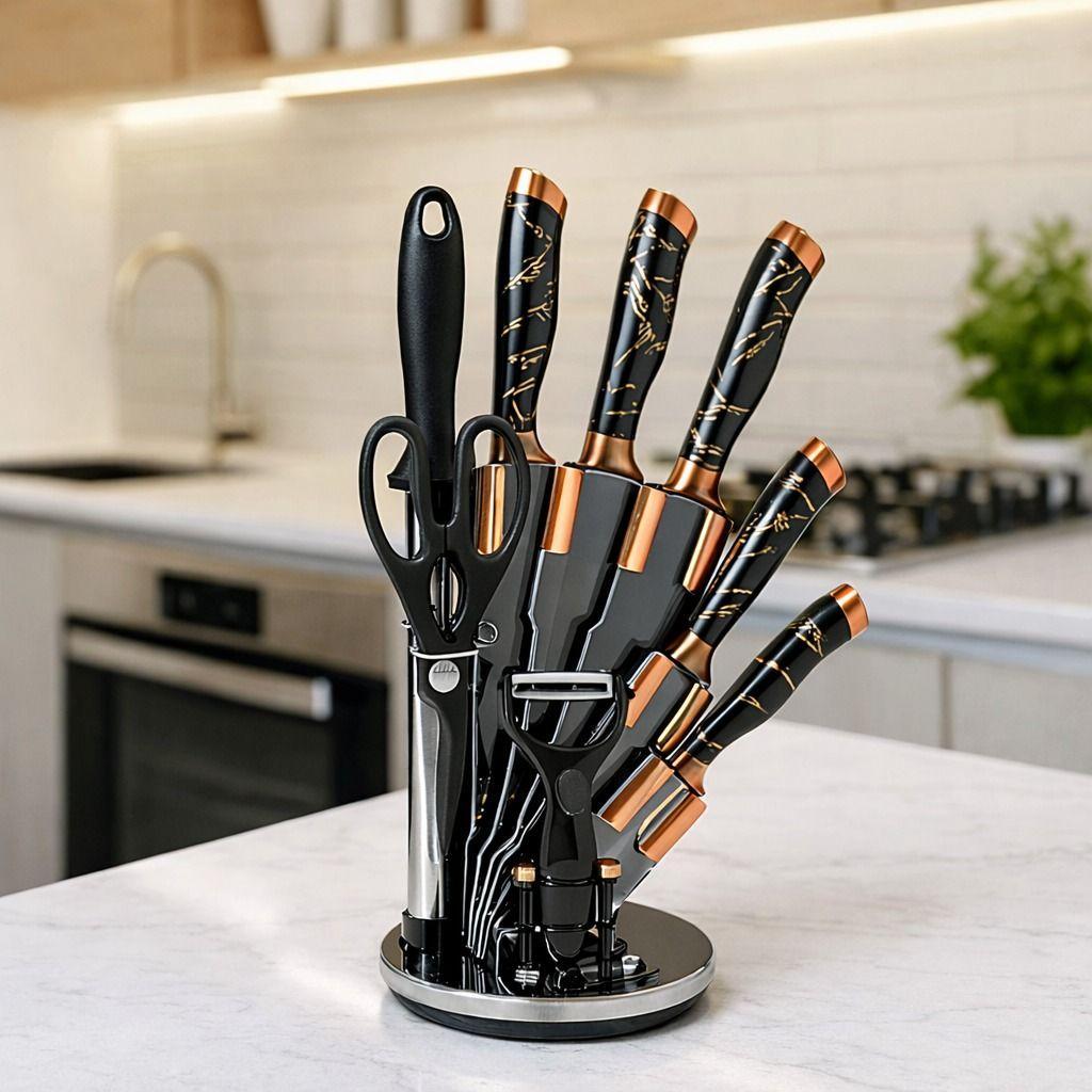 ✅ Jogo de Facas Inox 9 Peças