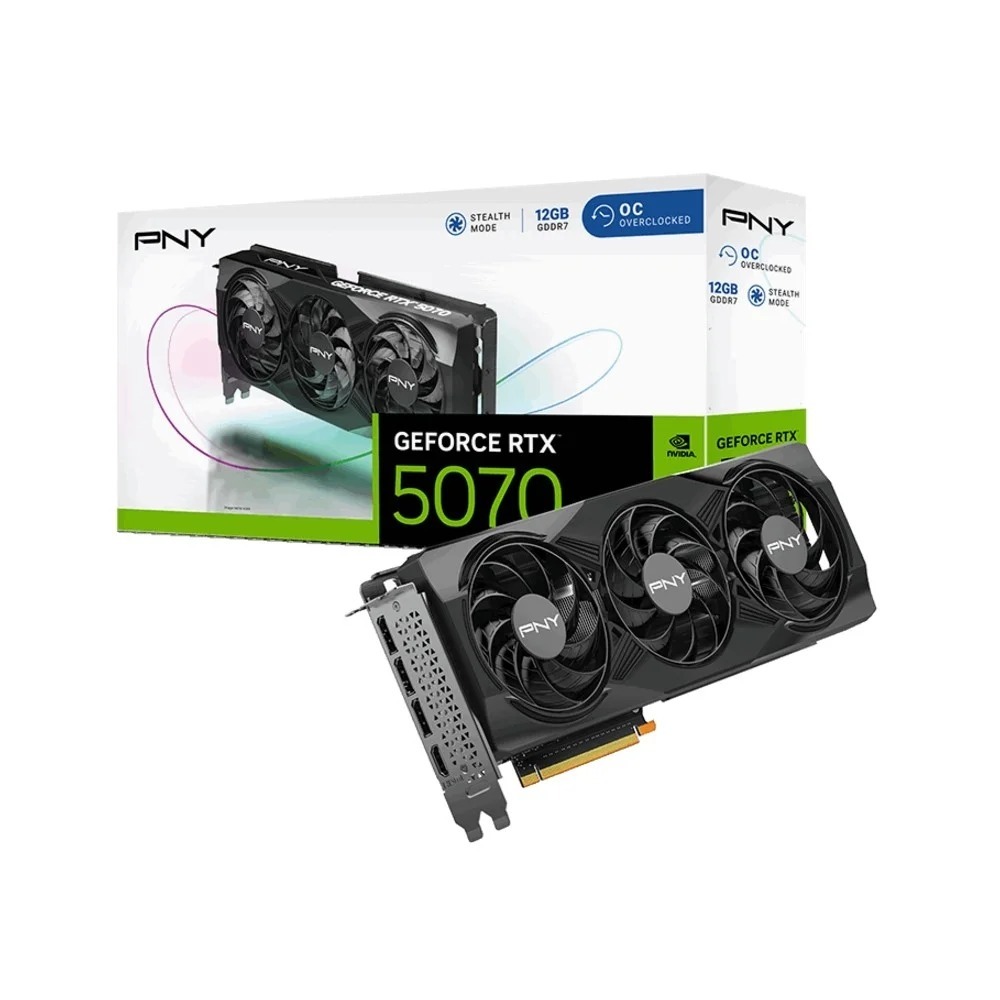 Placa de Vídeo PNY RTX 5070 Overclocked NVIDIA Geforce, 12GB GDDR7, Ray Tracing, DLSS 4, T