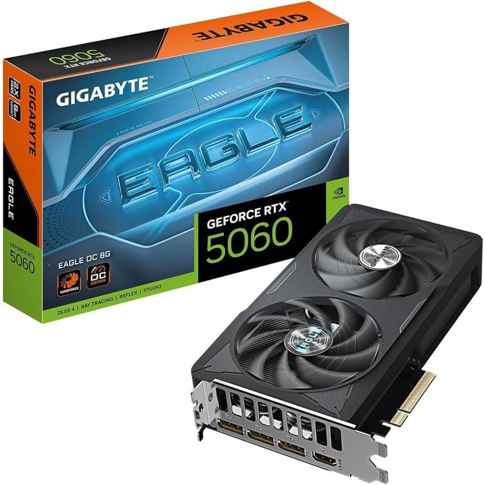 Placa de Vídeo NVIDIA GeForce GIGABYTE RTX 5060 Eagle OC 8GB GDDR7 128bit - 9VN5060EO-00-G