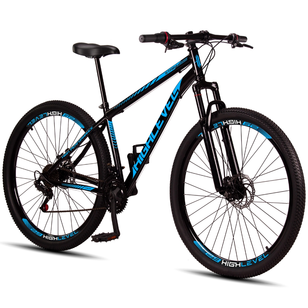🔥 Bicicleta Aro 29 Highlevel Aço Carbono Freios a Disco Suspensão Dianteira 21 Marchas