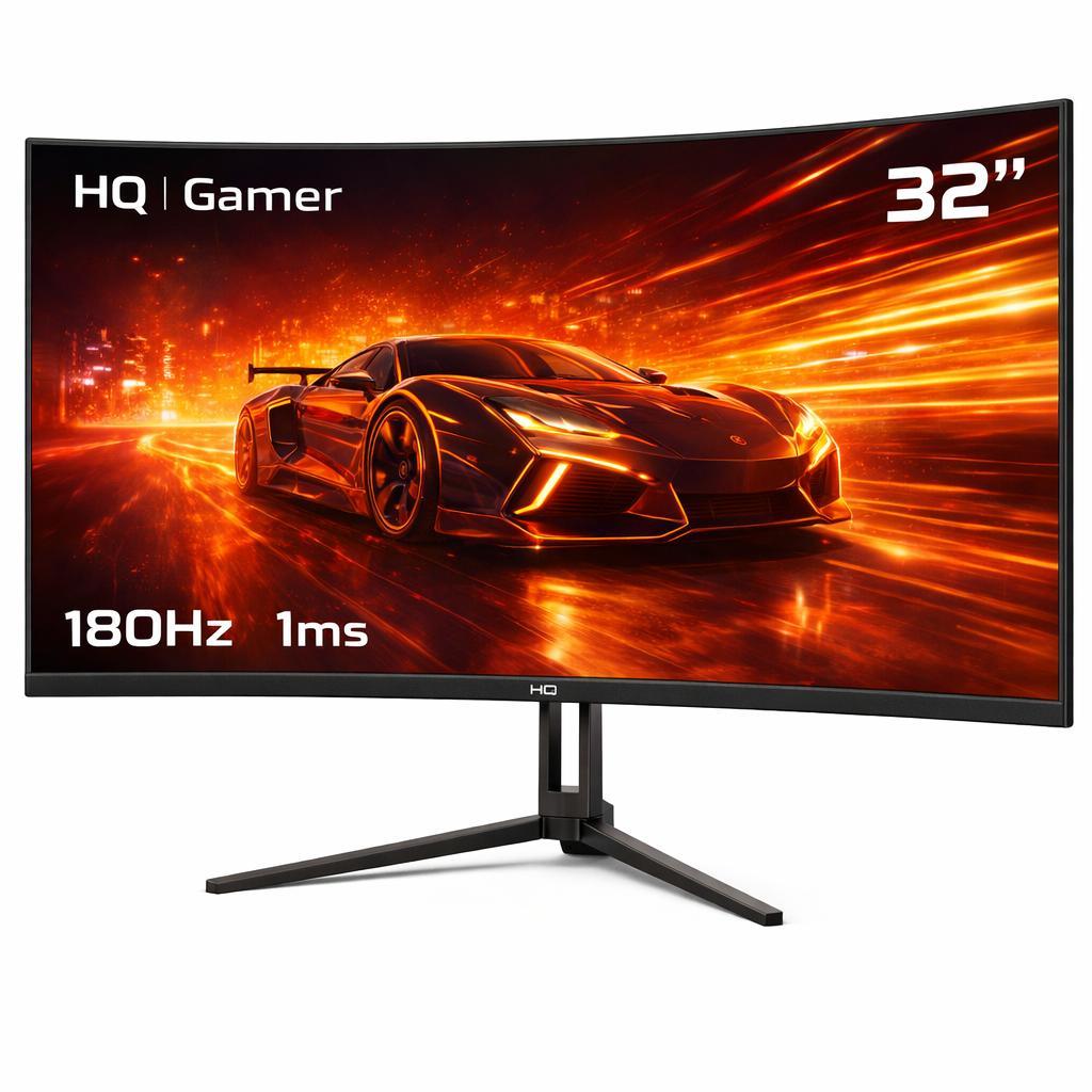 Monitor Gamer HQ Ultra 32" Curvo 1ms, 180Hz, Quad HD (QHD) - 2560x1440, AMD FreeSync, HDMI