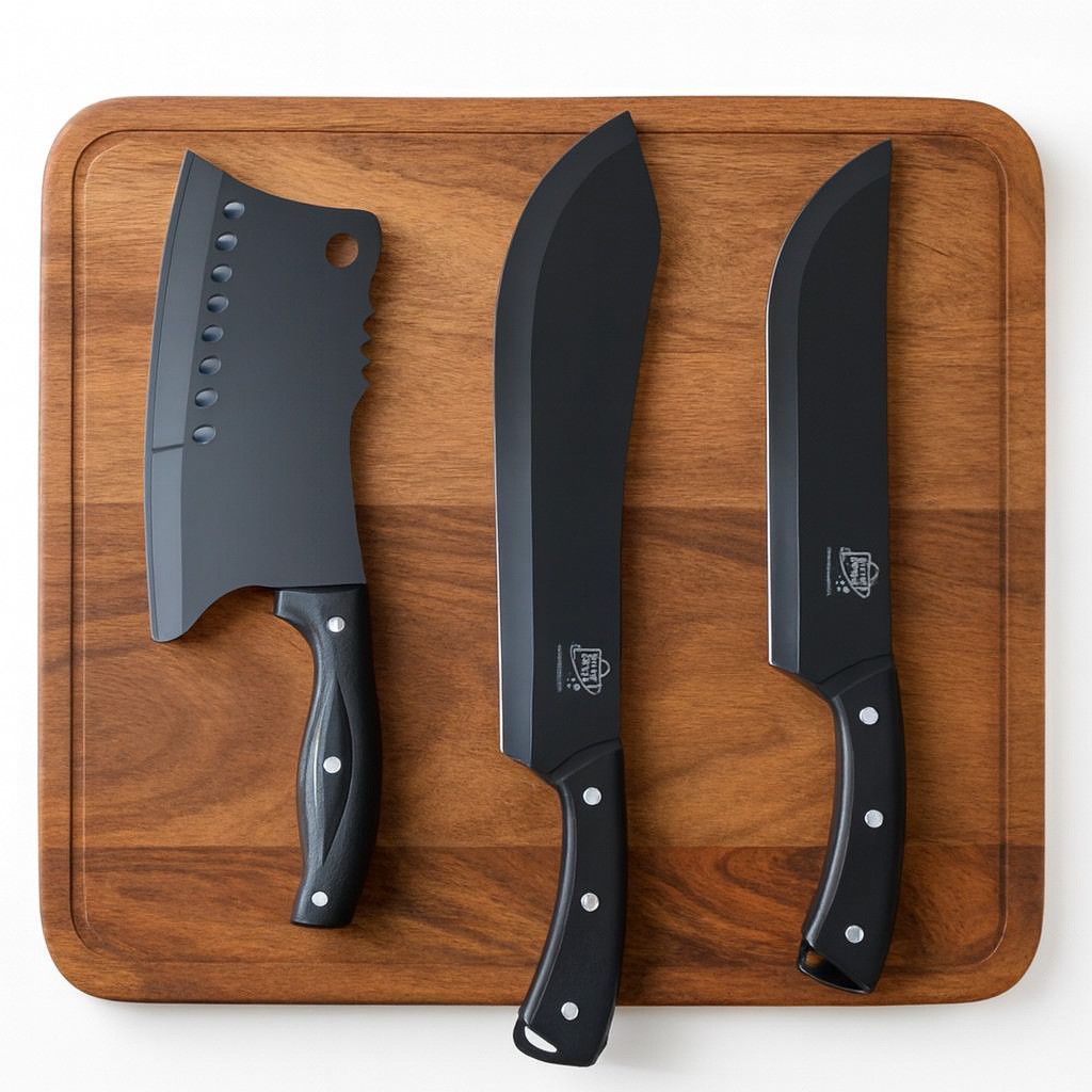 ✅ Kit 3 Facas Churrasco Black Inox