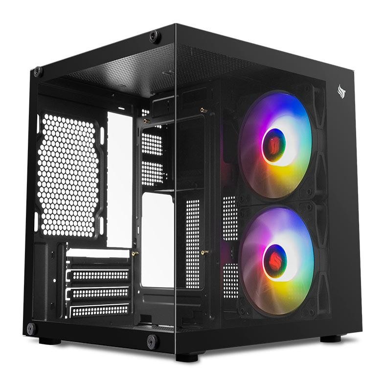 🔥 Gabinete Gamer Aquário Pichau Atom X, Mini-Tower, Lateral de Vidro, Com 2 Fans, Preto, 