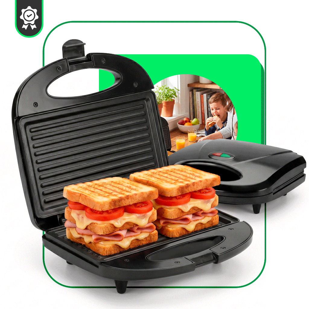 ✅ Sanduicheira Grill Elétrica Antiaderente