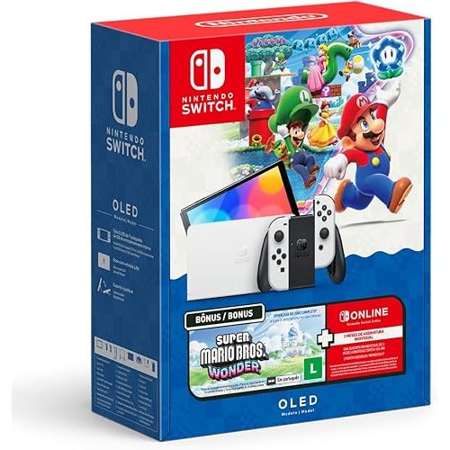 Console Nintendo Switch Oled Nintendo Bundle Super Mario Bros Wonder - 3 Meses Nintendo Sw