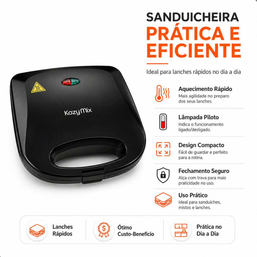✅ Sanduicheira Elétrica Grill Antiaderente