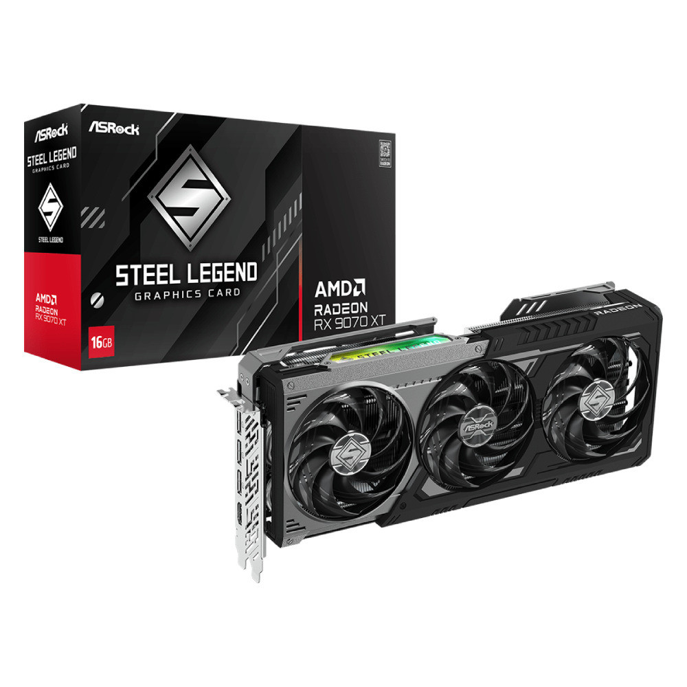 🔥 Placa de Vídeo AsRock RX 9070 XT Steel Legend Dark 16GB GDDR6 256bits - 90-GA5VZZ-00UAN