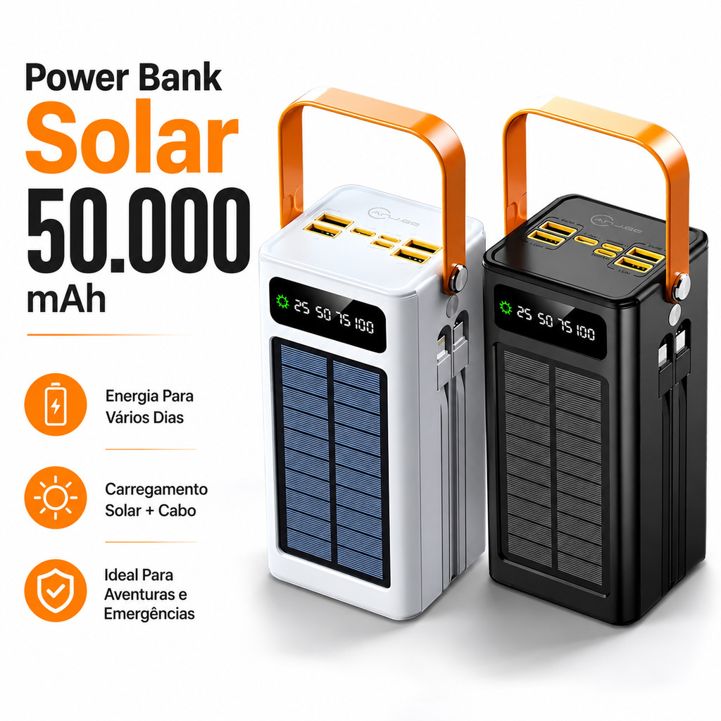 ✅ Power Bank Carregador Solar Portátil