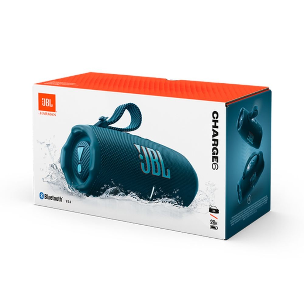 Caixa Bluetooth JBL Charge 6, À Prova d'água e Queda, Potência de 30W + 10W, Autonomia até