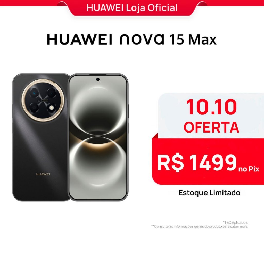 HUAWEI nova 15 Max | Smartphone | 8GB+256GB | Câmera de 50 MP | Bateria de 8.500 mAh