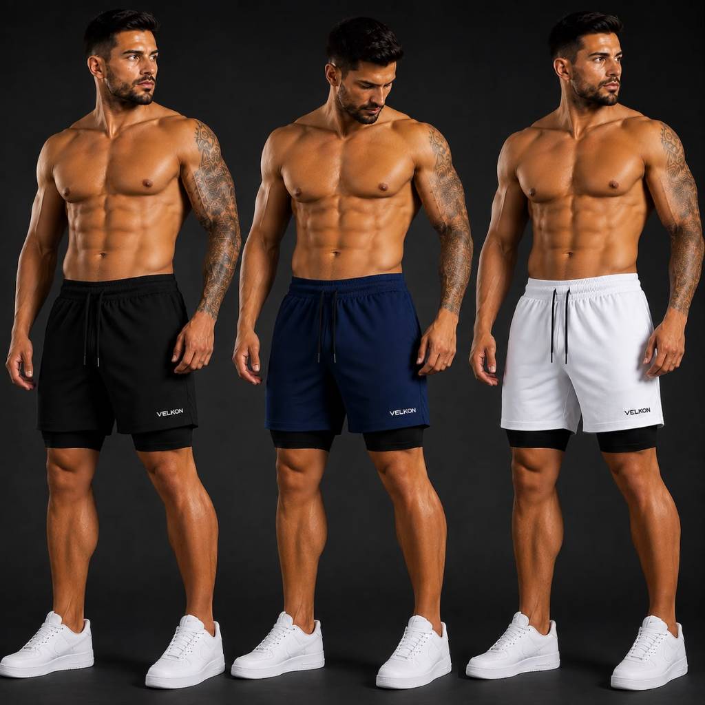 ✅ Kit 3 Shorts VELKON 2 em 1