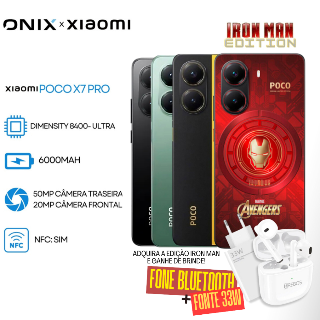 Xiaomi Poco X7 PRO 5G Versão Global, Armazenamento 512GB-256GB + 8GB-12GB RAM, Processador