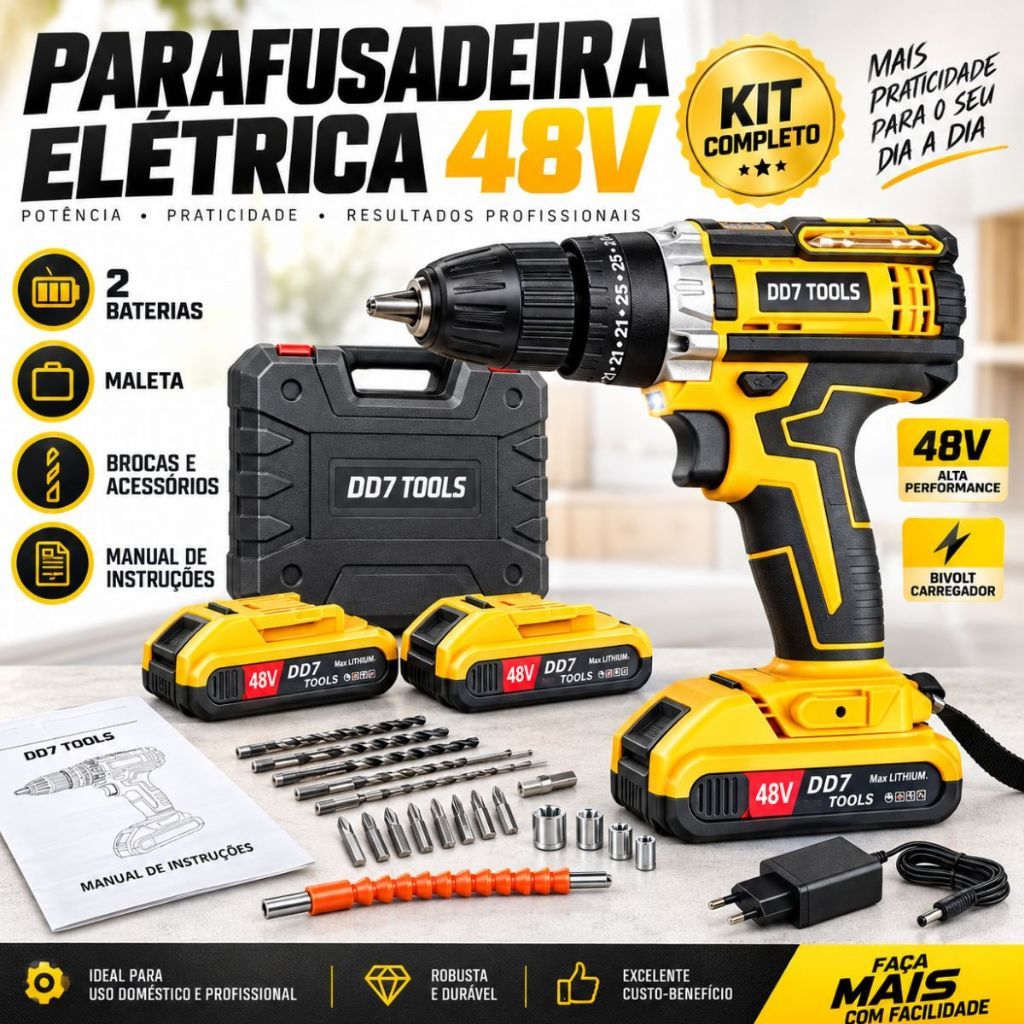 Kit Parafusadeira Furadeira com Maleta
