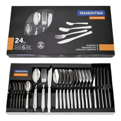 ✅ Faqueiro Tramontina Búzios Inox 24 Peças