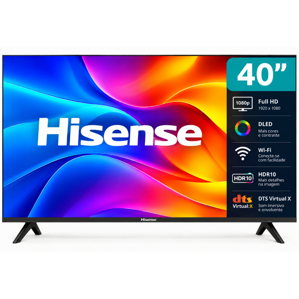 Smart TV Hisense 40" Full HD DLED Wi-Fi HDR10 40A4NV DTS Virtual X