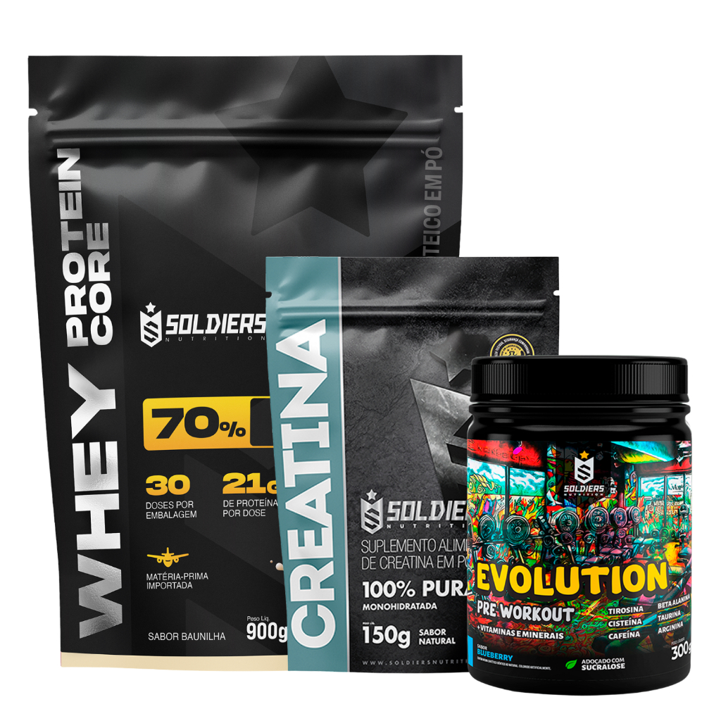 Kit Soldiers Nutrition Whey Creatina Pré-Treino