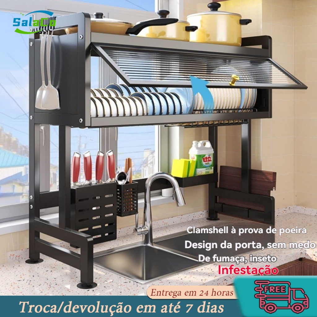 ✅ Escorredor de Louças Metálico com Porta